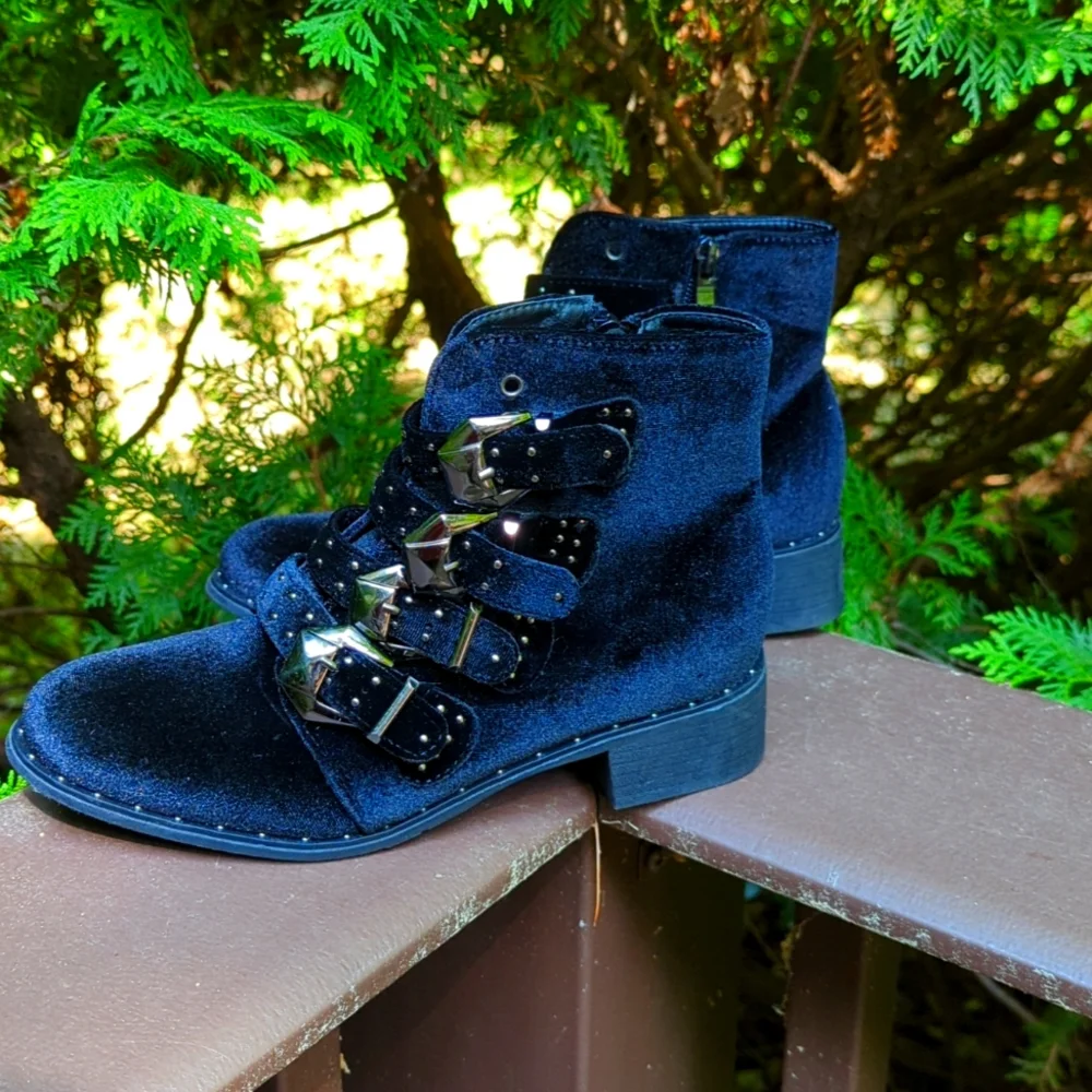 Western Style Velour Booties - Like NEW